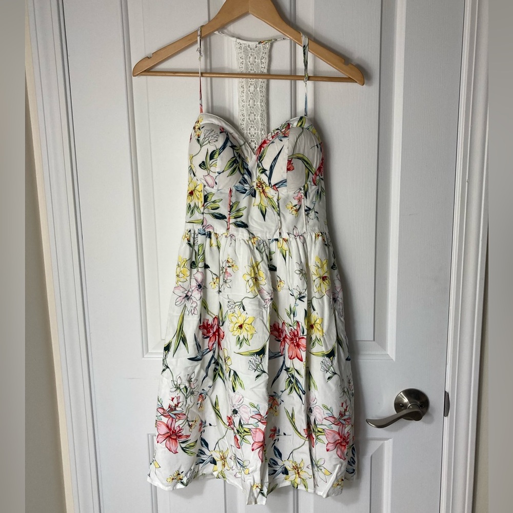 Kismet White Flowered Sundress with Structured Top